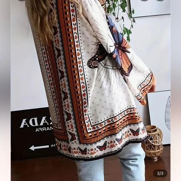 Plus size butterfly boho kimono top 20W - Picture 3 of 3